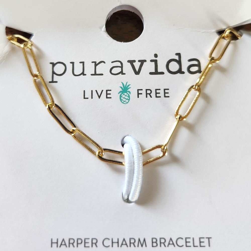 Puravida Harper Paperclip Chain Bracelet, brass base with gold plating, One size